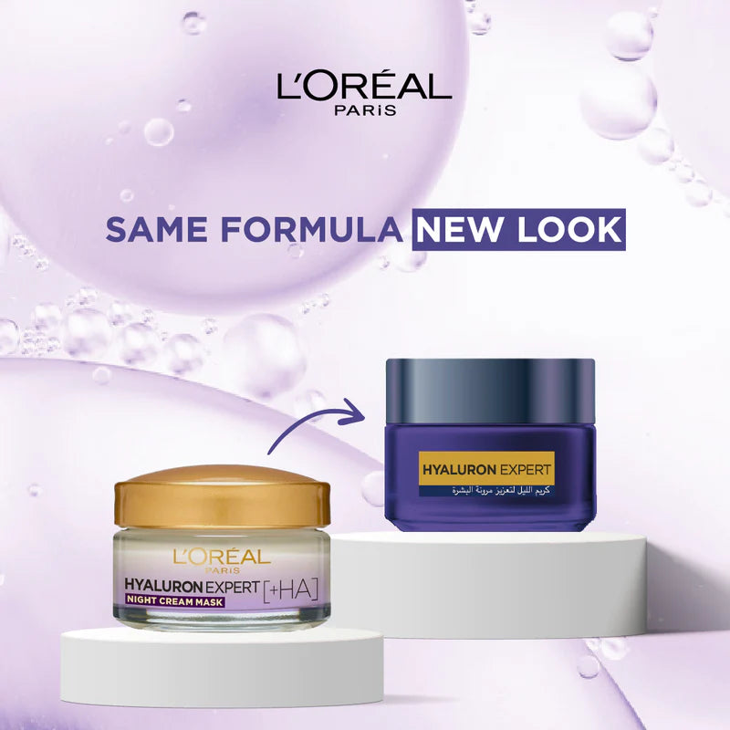 L'Oreal Paris Hyaluron Expert Moisturiser and Plumping Anti-Aging Night Cream with Hyaluronic Acid