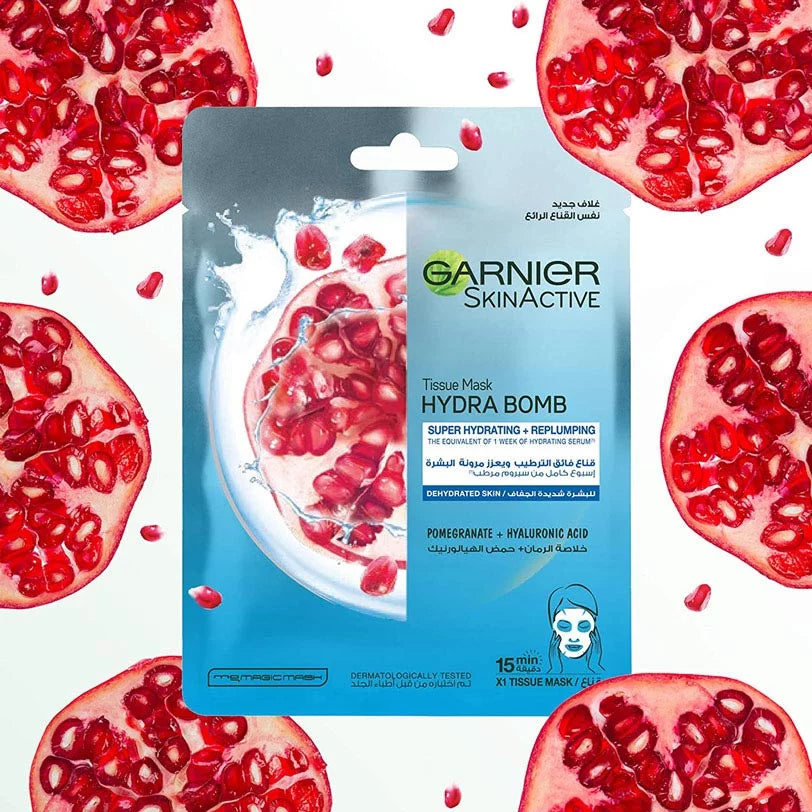 Garnier Hydra Bomb Pomegranate Super-Hydrating & Repluming Tissue Mask For Dehydrated Skin